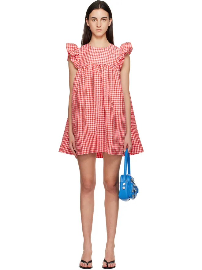 Ganni Ganni Crinkled Check Taffeta ミニワンピースの商品画像