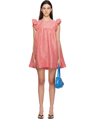 Ganni Crinkled Check Taffeta ミニワンピース - サムネイル1