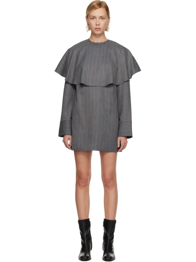 Ganni Ganni ストライプ Circle Collar ミニワンピースの商品画像