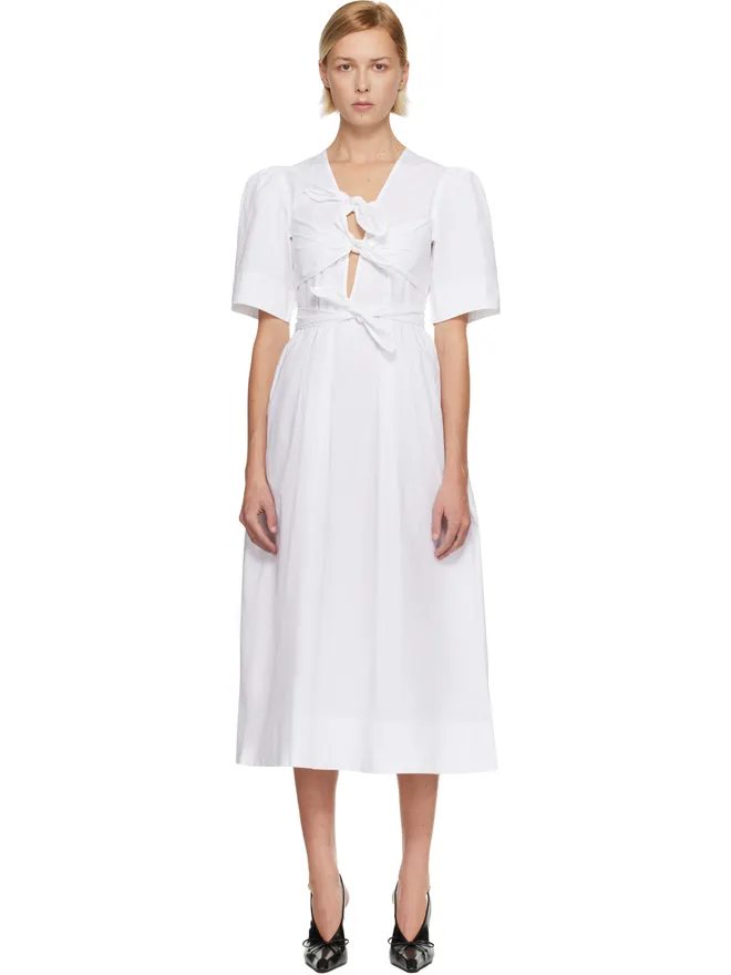 Ganni Ganni Washed Tie Strap ストレッチコットン ミディアムワンピースの商品画像