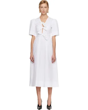 Ganni Washed Tie Strap ストレッチコットン ミディアムワンピース - サムネイル1