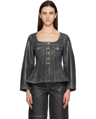 Ganni Shimmery Foil Denim ジャケット - サムネイル1