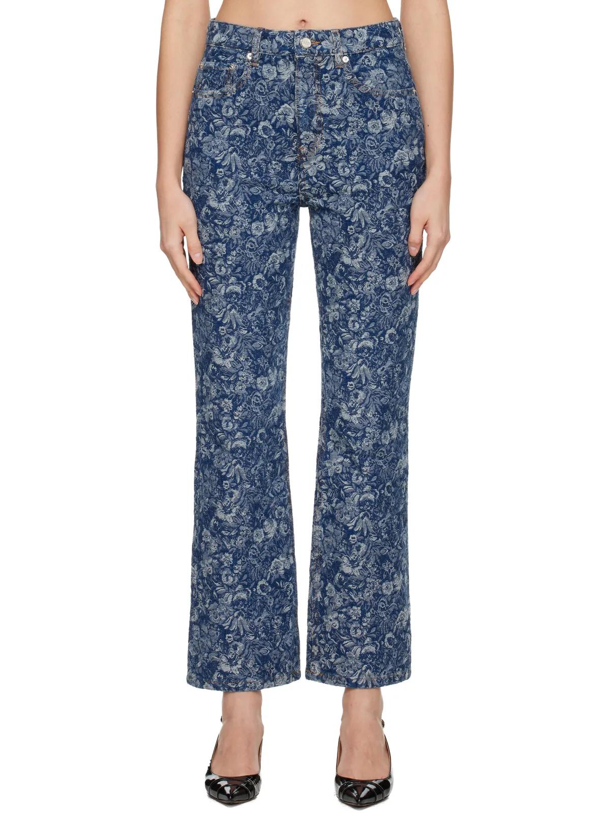 Ganni Tapestry Betzy ストレート クロップドジーンズ - 画像1