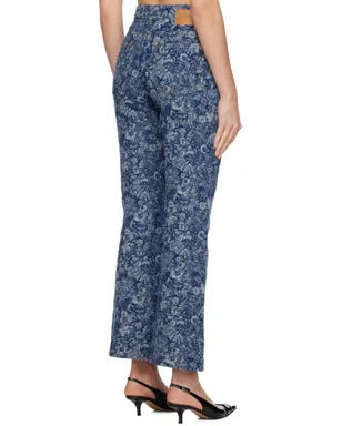 Ganni Tapestry Betzy ストレート クロップドジーンズ - サムネイル3