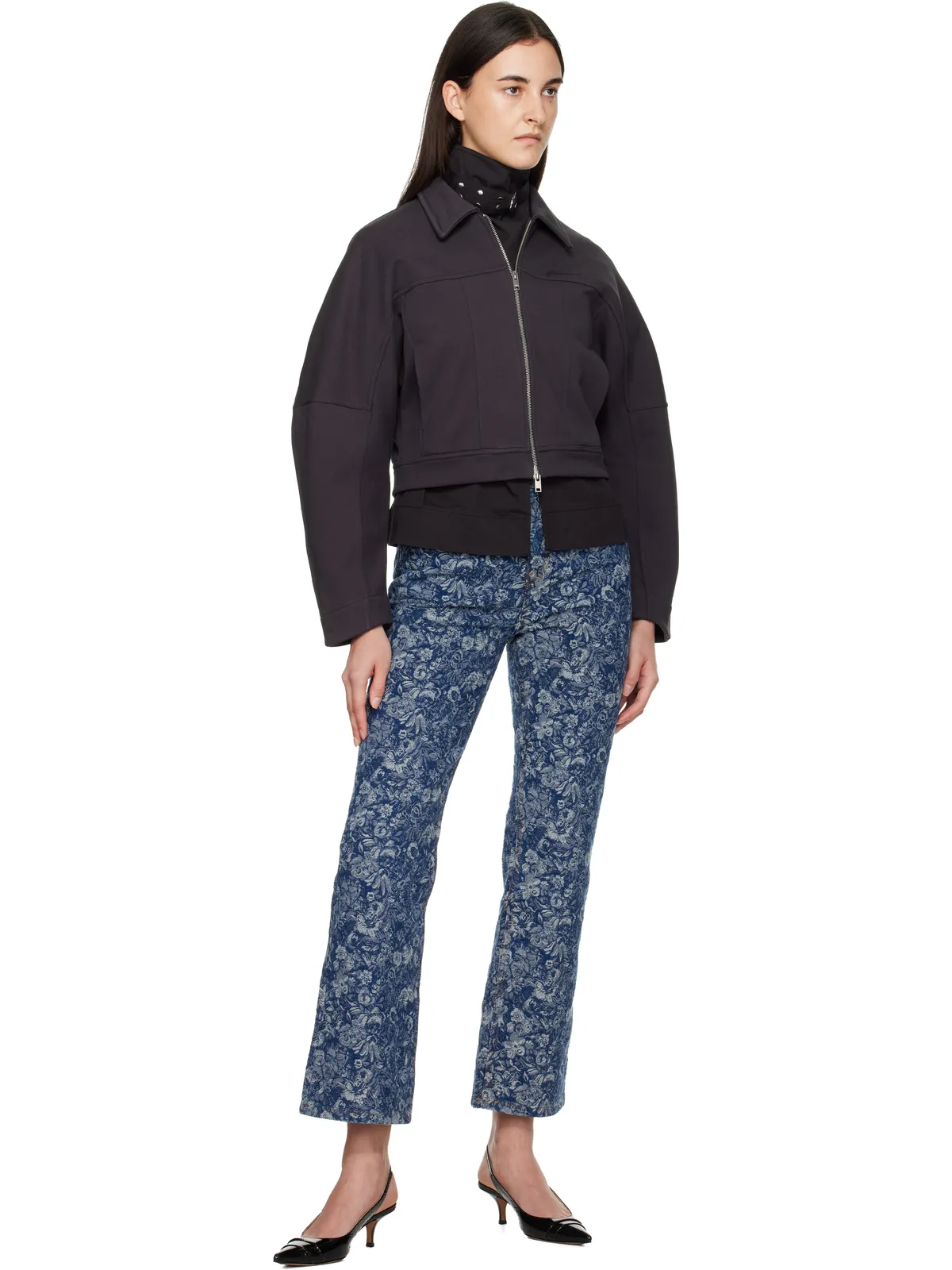 Ganni Tapestry Betzy ストレート クロップドジーンズ - 画像4