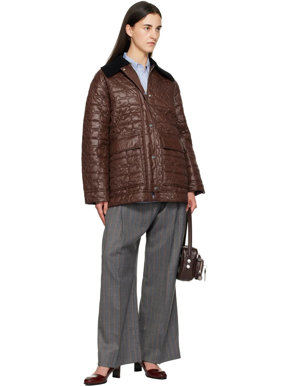 Ganni Shiny Quilt Midi ジャケット - 画像4