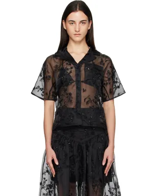 Ganni エンベリッシュド オーガンザ シャツ - サムネイル1