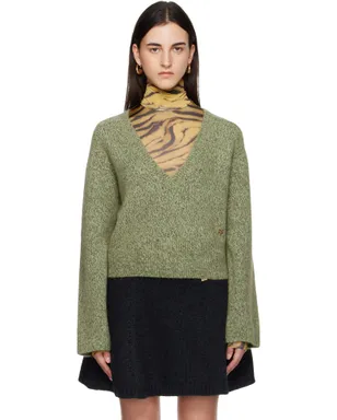 Ganni Brushed Mohair Mix プランジングネック セーター - サムネイル1