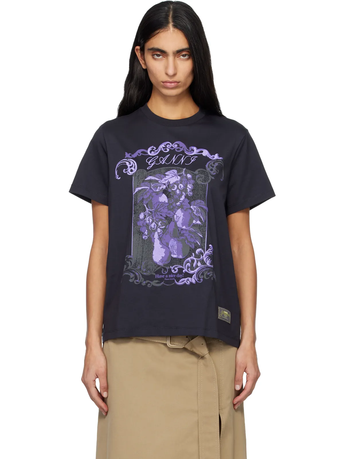 Ganni コットン ダマスク リラックス Tシャツ - 画像1