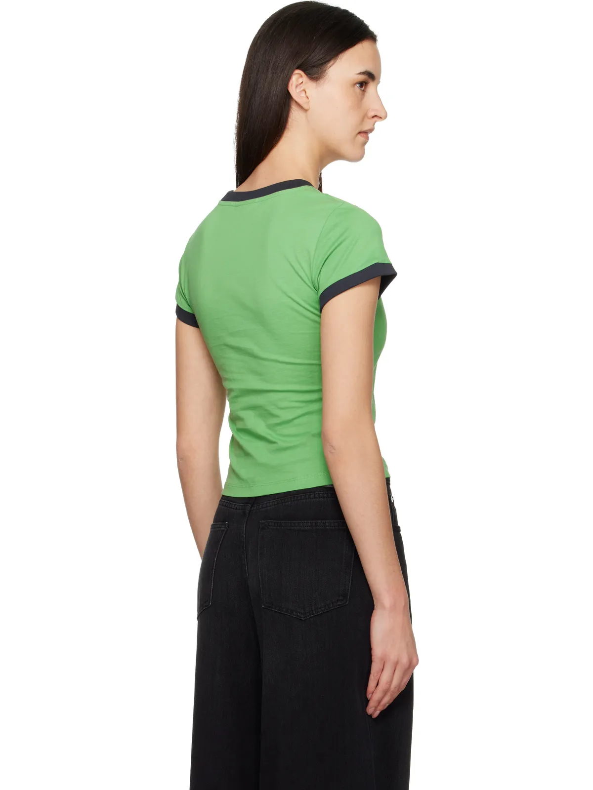 Ganni Basic Peony コットンジャージ ベビーフィット Tシャツ - 画像3