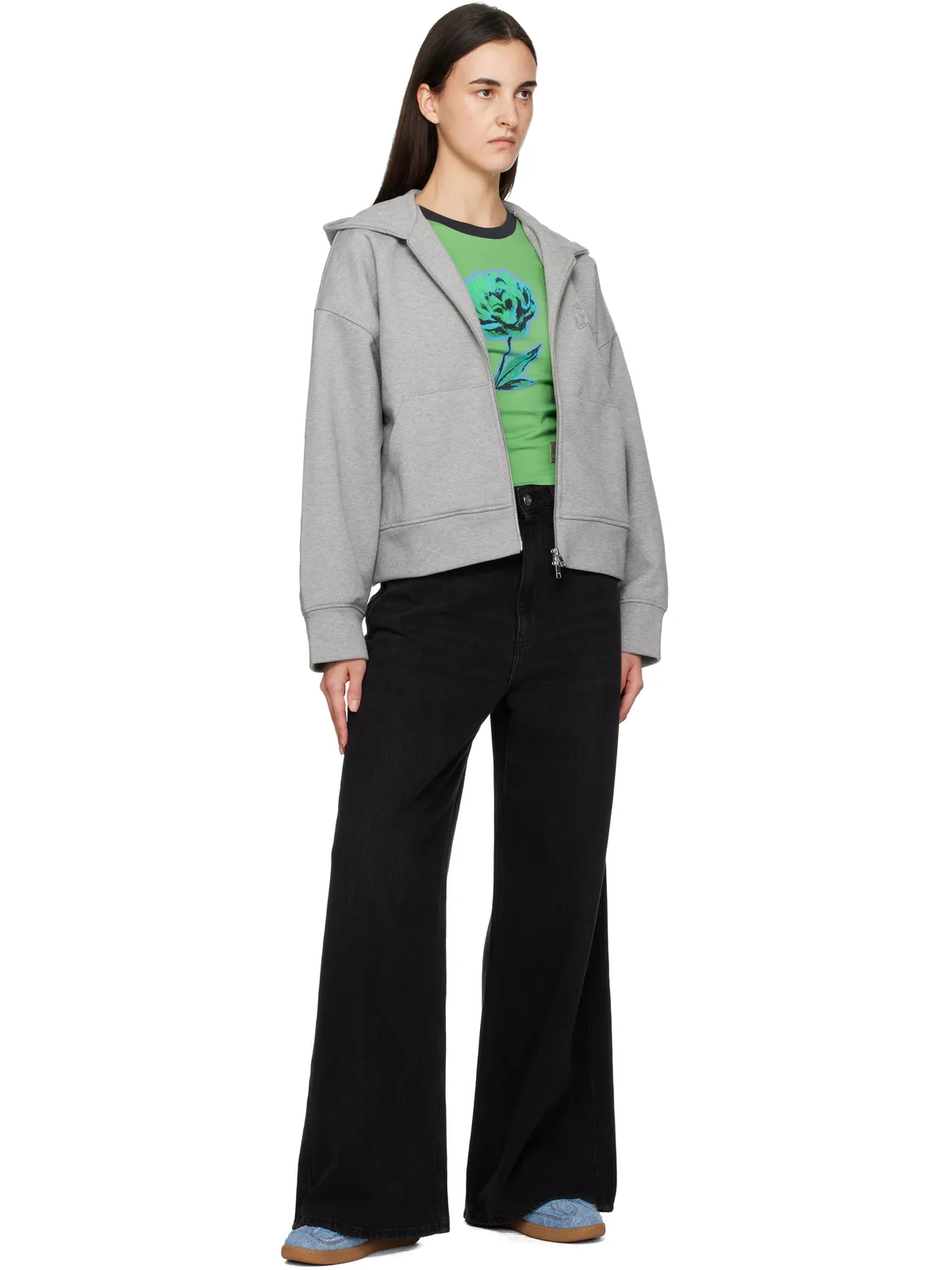 Ganni Basic Peony コットンジャージ ベビーフィット Tシャツ - 画像4