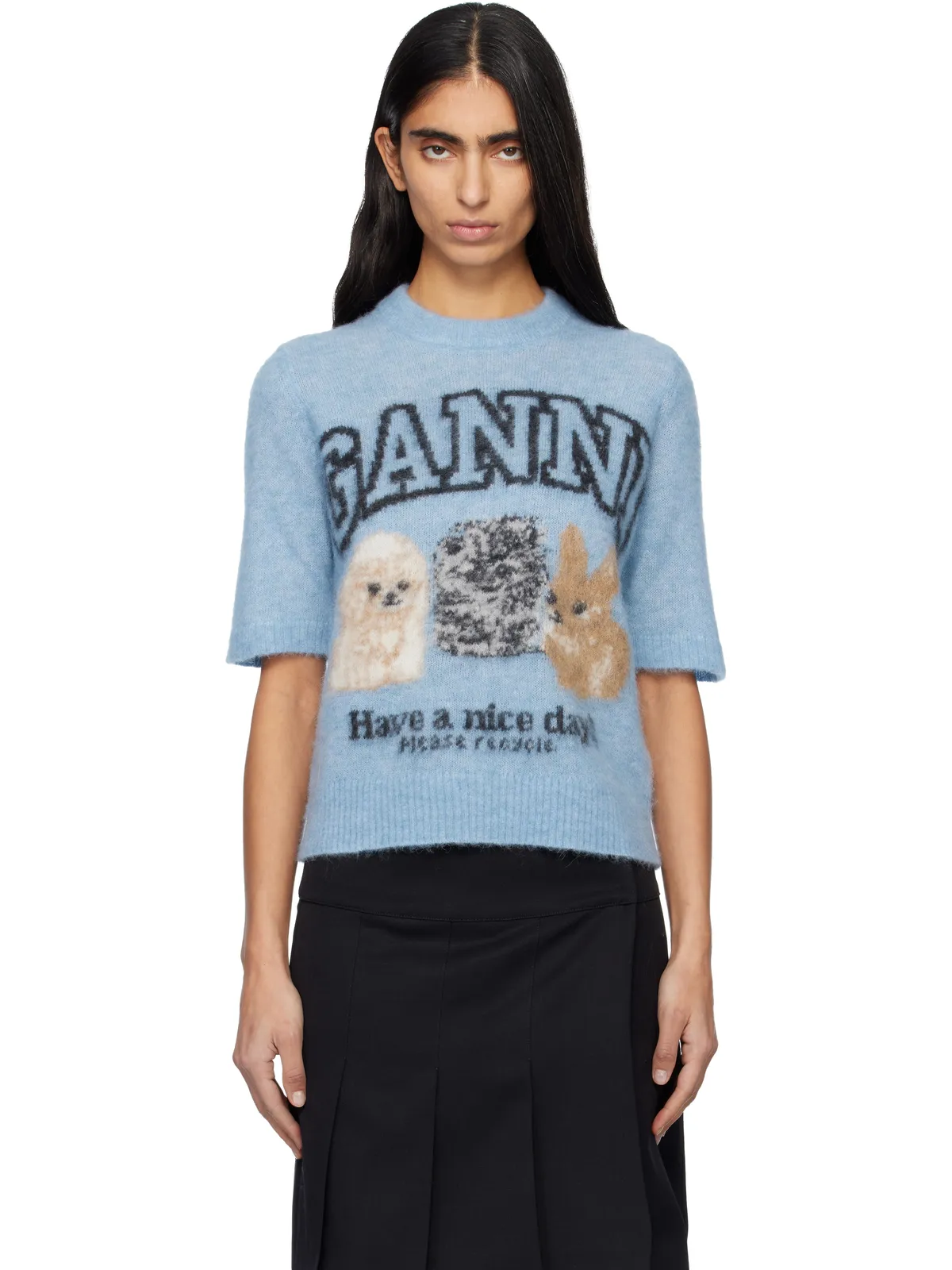 Ganni Fine Brushed Alpaca Puppies Tシャツ - 画像1