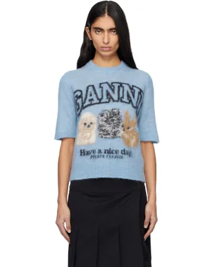 Ganni Fine Brushed Alpaca Puppies Tシャツ - サムネイル1