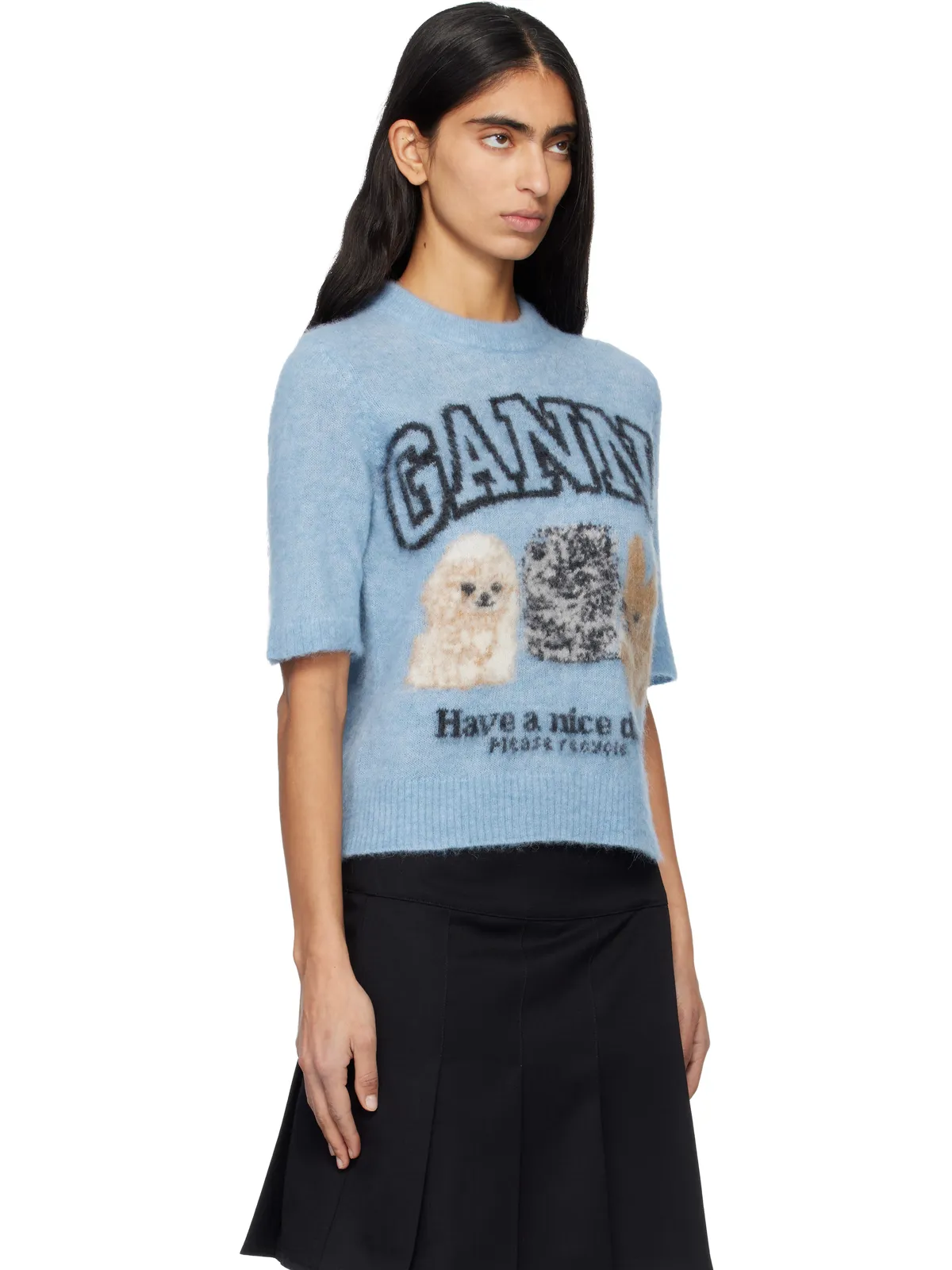Ganni Fine Brushed Alpaca Puppies Tシャツ - 画像2