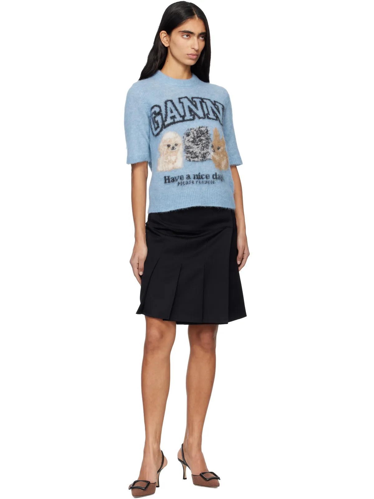Ganni Fine Brushed Alpaca Puppies Tシャツ - 画像4