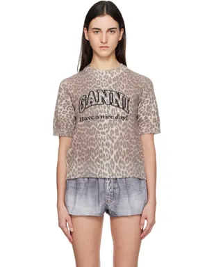 Ganni レオパード ウールミックス Tシャツ - サムネイル1