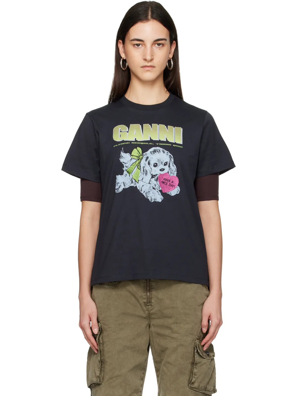 Ganni Puppy Tシャツ - 画像1