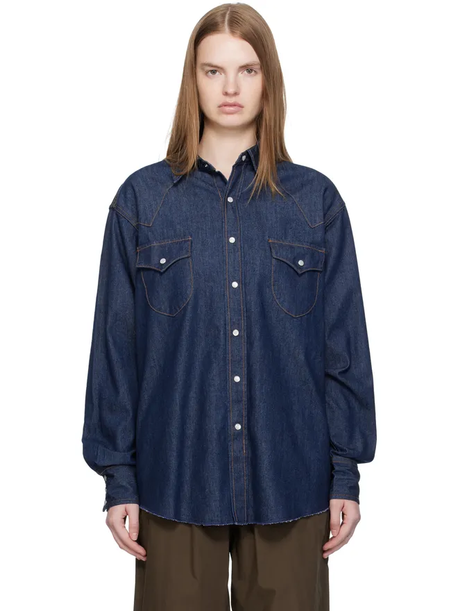 Carter Young Carter Young SSENSE限定 デニム ウエスタンシャツの商品画像