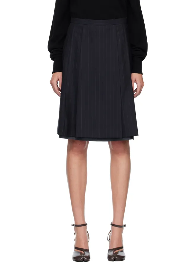Maison Margiela Maison Margiela ストライプ ウール ミディアムスカートの商品画像