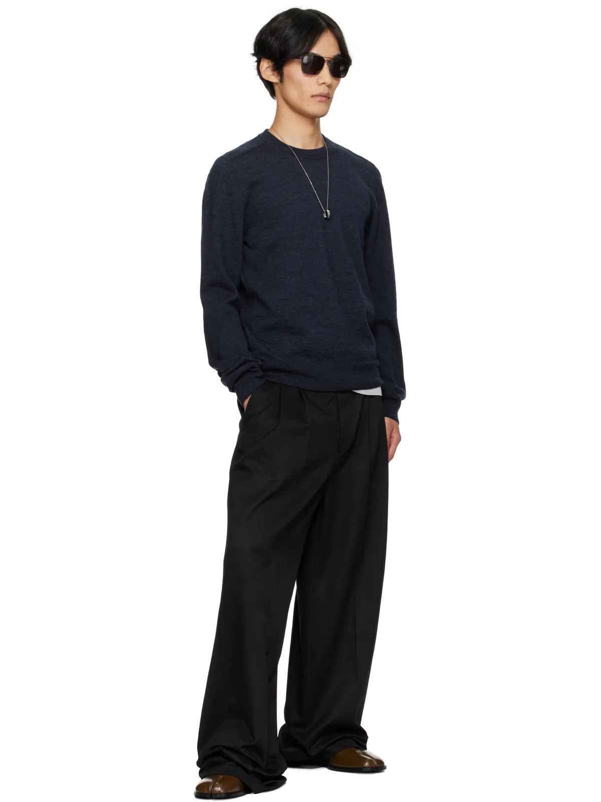 Maison Margiela スエード エルボーパッチ セーター - 画像4