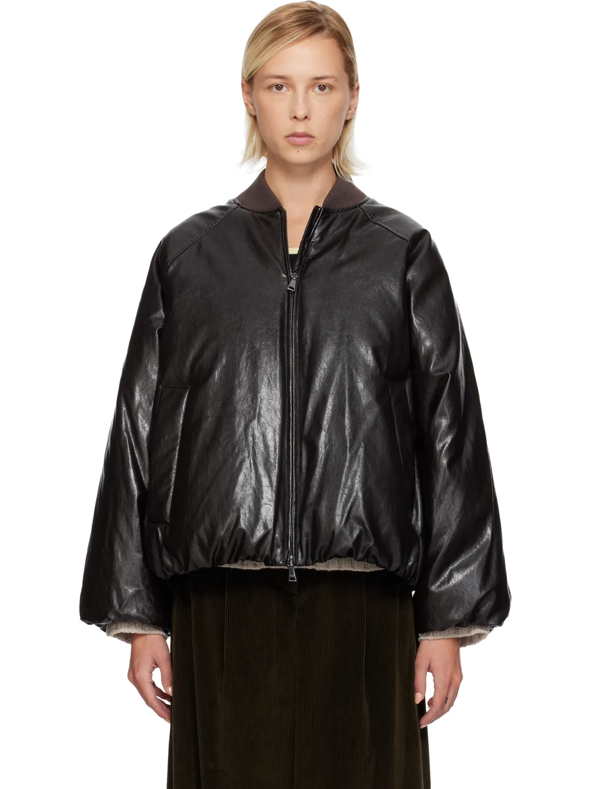 Weekend Max Mara Potente フェイクレザー ダウンジャケット - 画像1