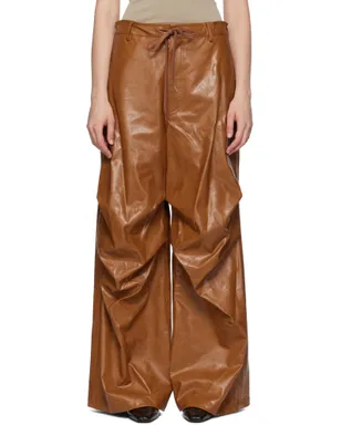 MM6 Maison Margiela ドレープ フェイクレザー トラウザーズ - サムネイル1