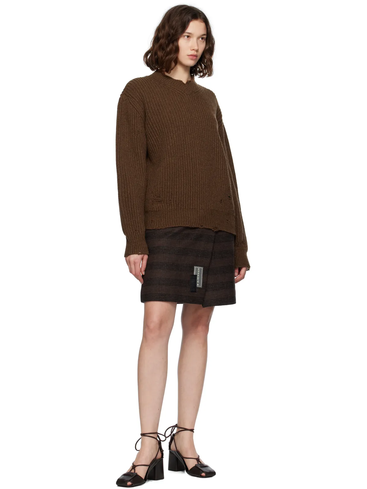 MM6 Maison Margiela チェック ウールブレンド ミニスカート - 画像4