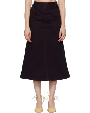 MM6 Maison Margiela Reversed オーバーダイ デニム ミディアムスカート - サムネイル1
