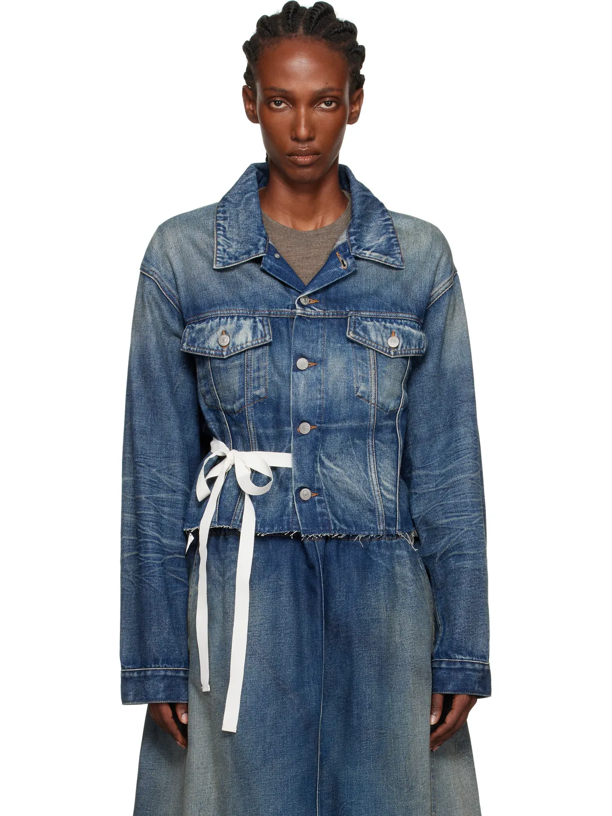 MM6 Maison Margiela クロップド デニムジャケット - 画像1