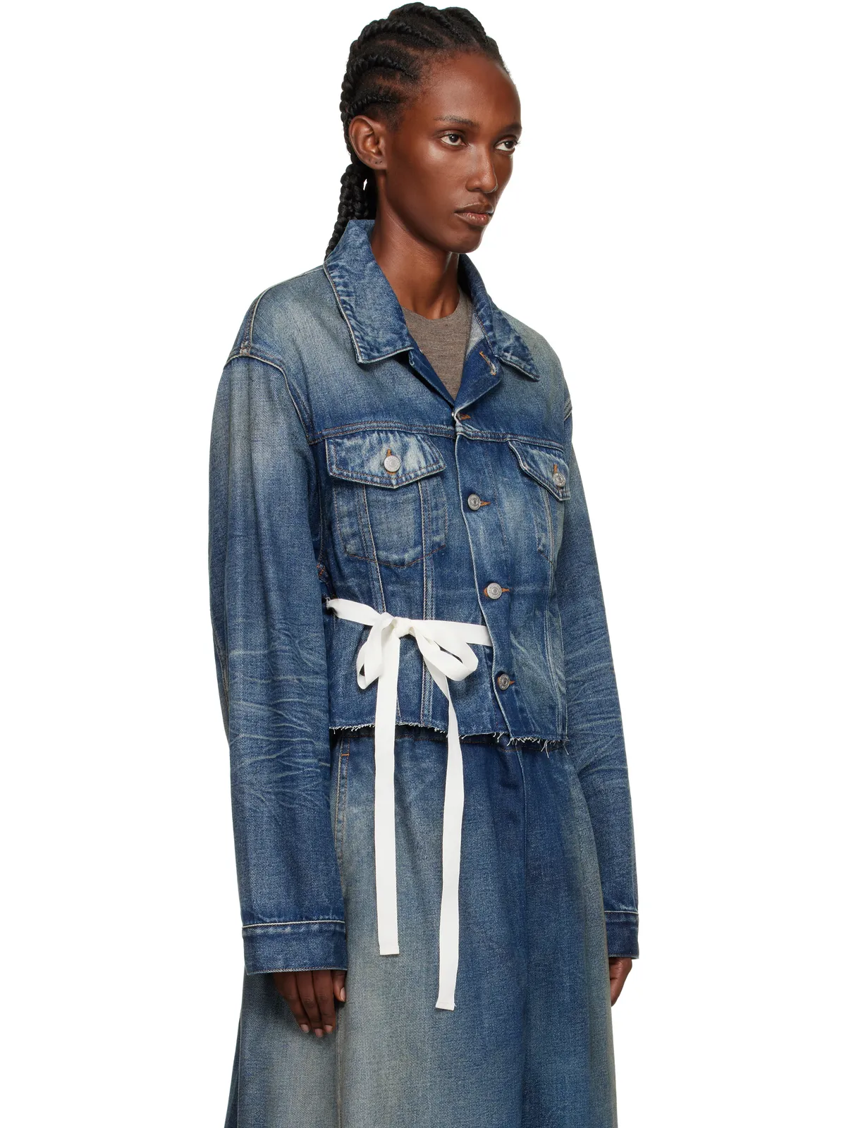 MM6 Maison Margiela クロップド デニムジャケット - 画像2