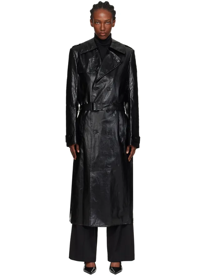 MM6 Maison Margiela MM6 Maison Margiela Shiny コーティング リネン トレンチコートの商品画像