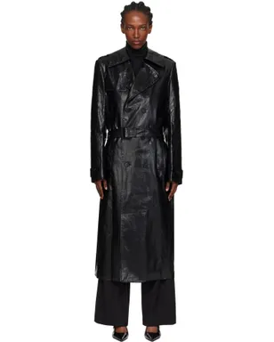MM6 Maison Margiela Shiny コーティング リネン トレンチコート - サムネイル1