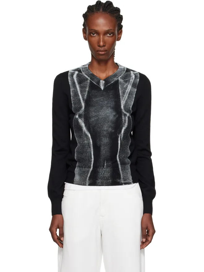 MM6 Maison Margiela MM6 Maison Margiela Folded Printed Gauge 14 Vネックセーターの商品画像