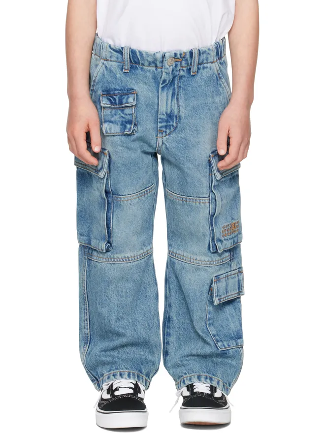 MM6 Maison Margiela MM6 Maison Margiela キッズ｜ フェード デニム カーゴパンツの商品画像