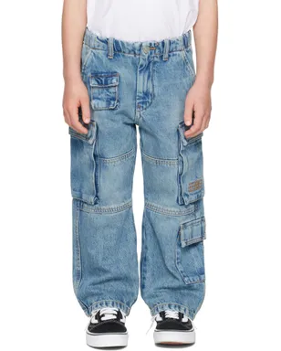 MM6 Maison Margiela キッズ｜ フェード デニム カーゴパンツ - サムネイル1