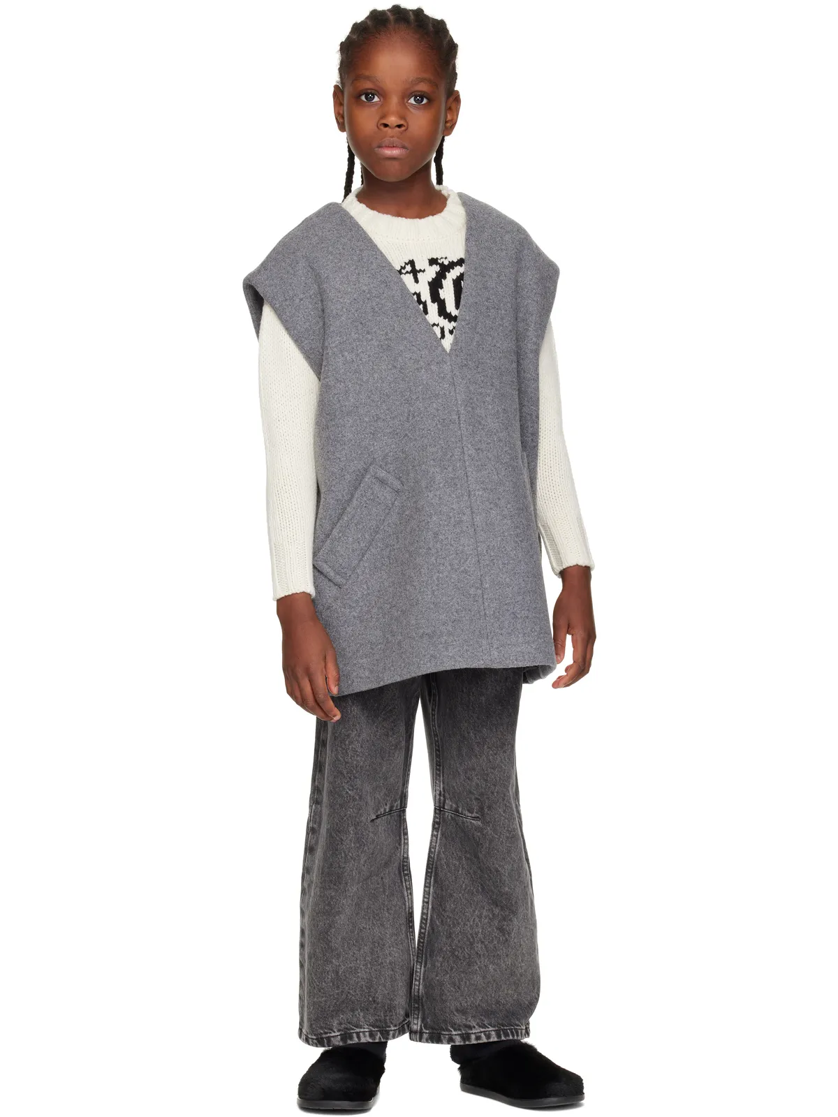 MM6 Maison Margiela キッズ｜ Vネックベスト - 画像4