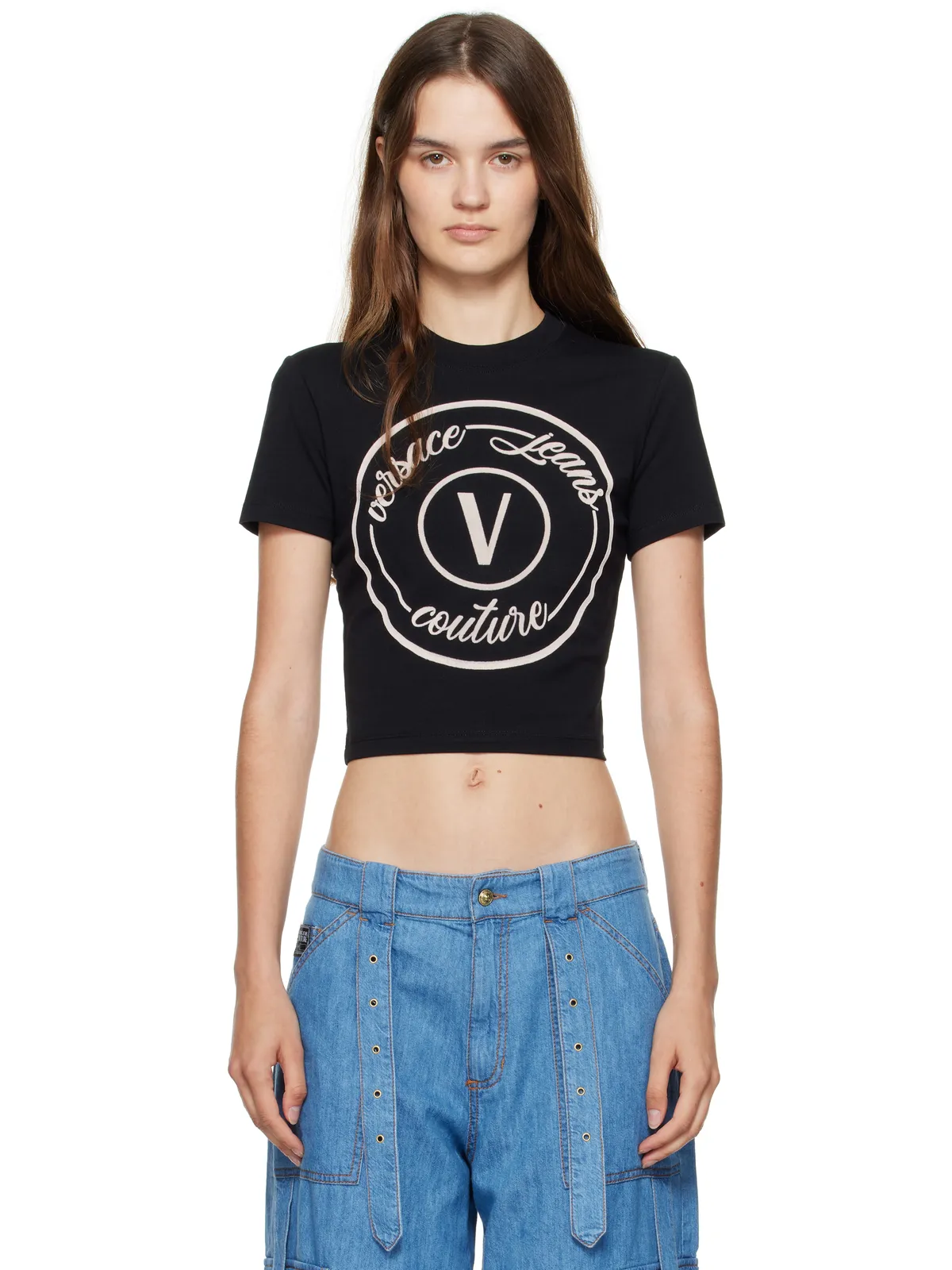 Versace Jeans Couture レターVエンブレム スリムフィット Tシャツ - 画像1