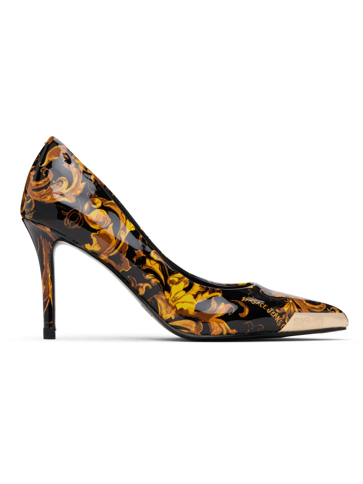 Versace Jeans Couture ブラック＆ゴールド Scarlett Logo Couture Mid ヒール - 画像1