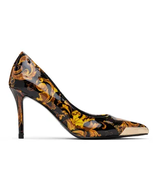 Versace Jeans Couture ブラック＆ゴールド Scarlett Logo Couture Mid ヒール - サムネイル1