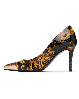 Versace Jeans Couture ブラック＆ゴールド Scarlett Logo Couture Mid ヒール - サムネイル3