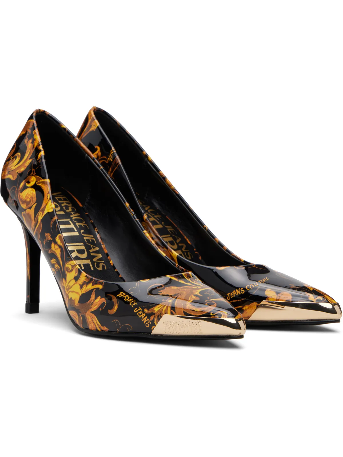 Versace Jeans Couture ブラック＆ゴールド Scarlett Logo Couture Mid ヒール - 画像4