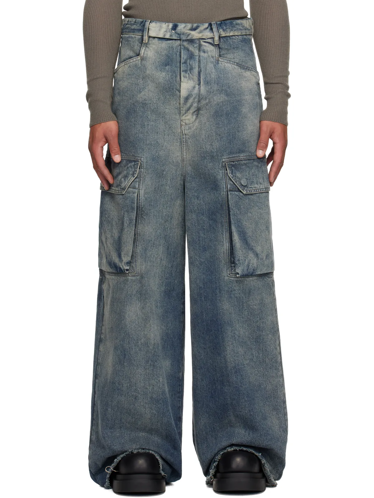 Rick Owens ブルー Concordians Mastadon Firbanks デニム カーゴパンツ - 画像1