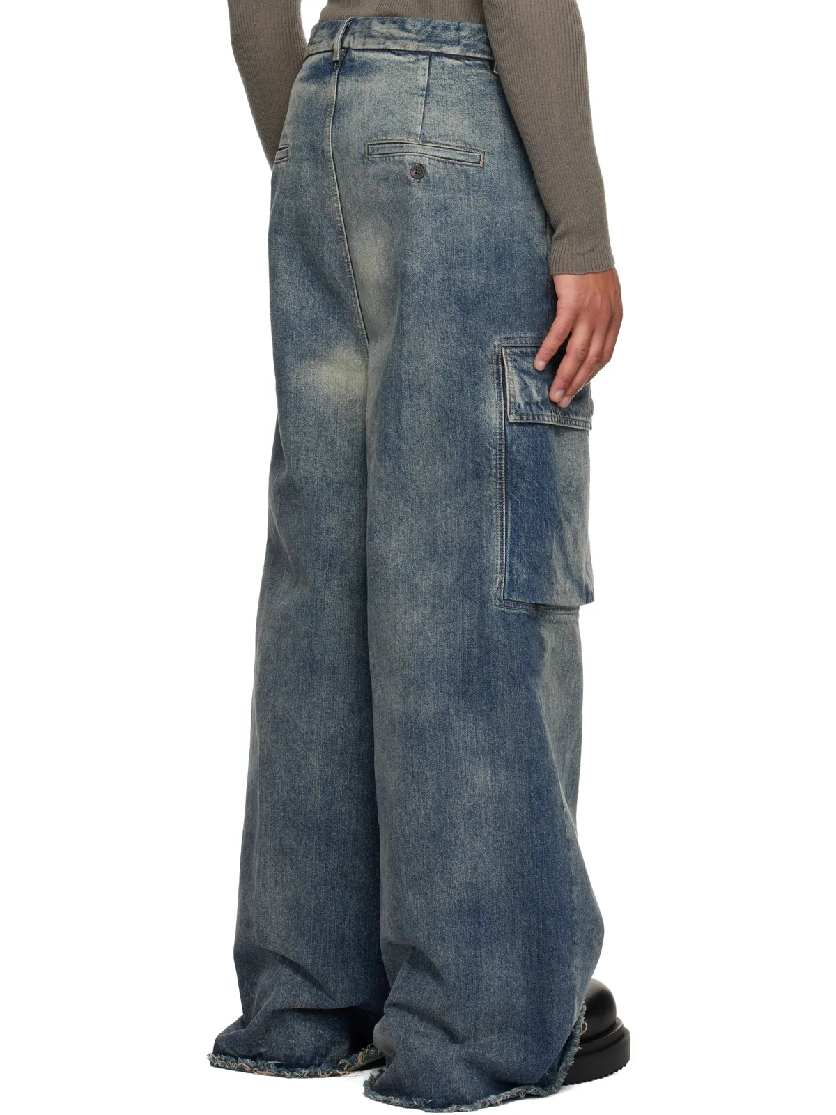 Rick Owens ブルー Concordians Mastadon Firbanks デニム カーゴパンツ - 画像3