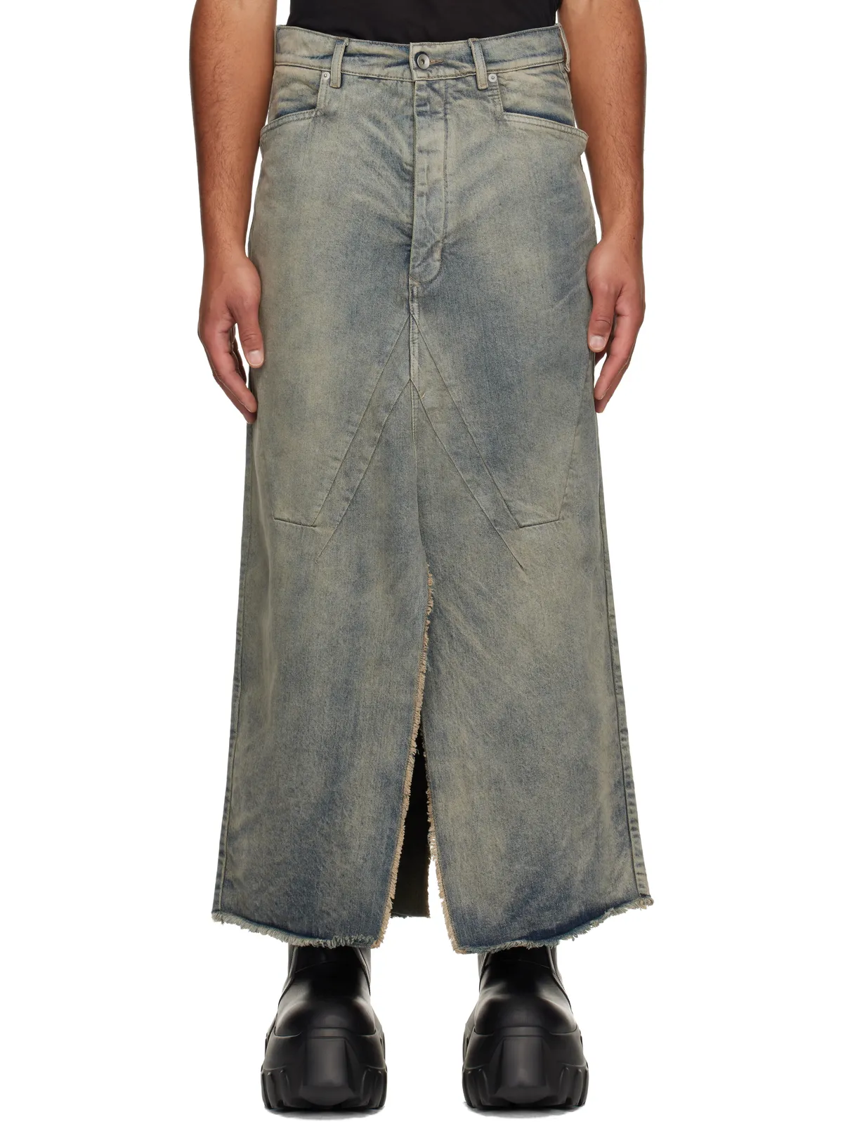 Rick Owens Concordians Slivered デニム マキシスカート - 画像1