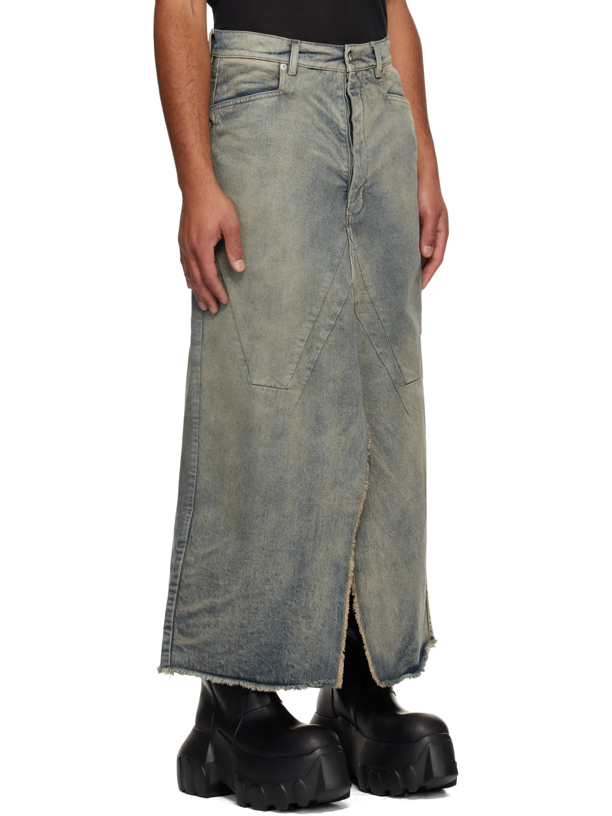 Rick Owens Concordians Slivered デニム マキシスカート - 画像2