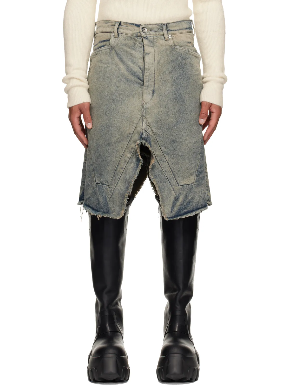 Rick Owens Concordians Slivered デニム ミディアムスカート - 画像1