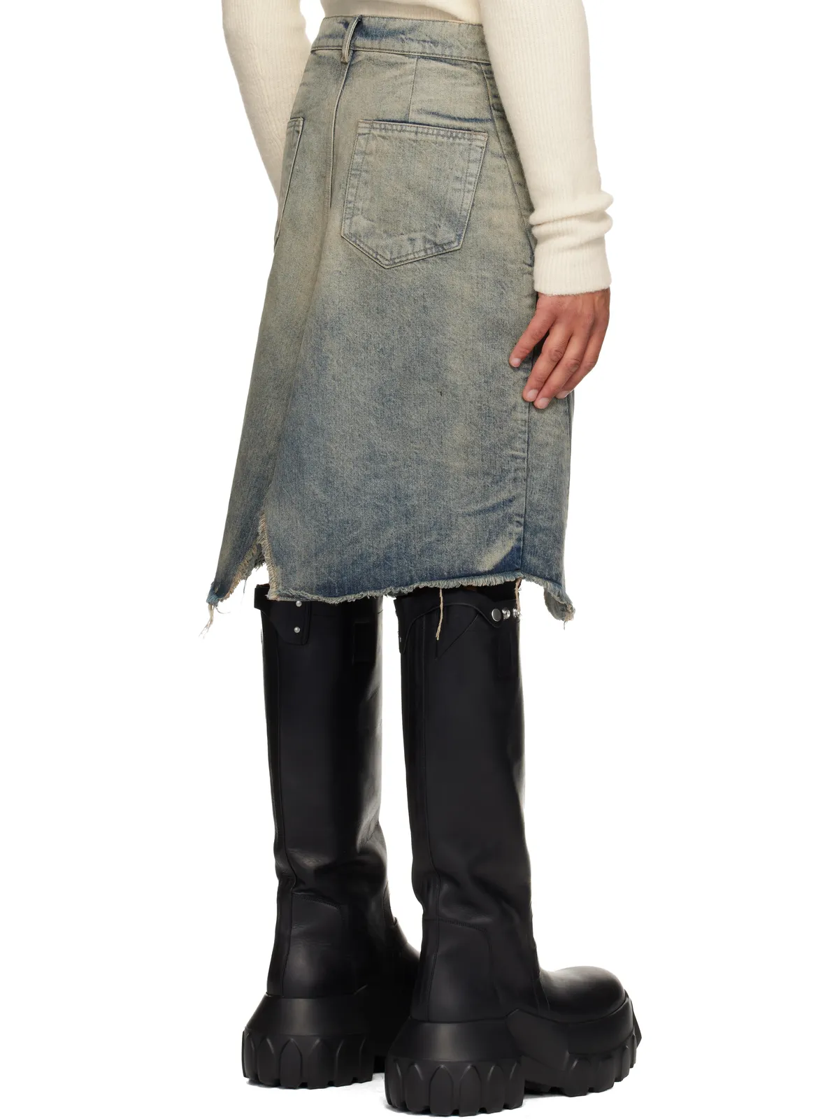 Rick Owens Concordians Slivered デニム ミディアムスカート - 画像3