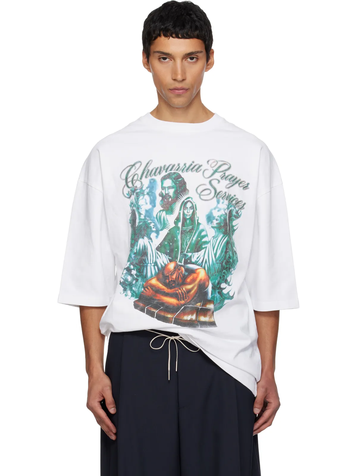 Willy Chavarria 'Chavarria Prayer Services' Tシャツ - 画像1