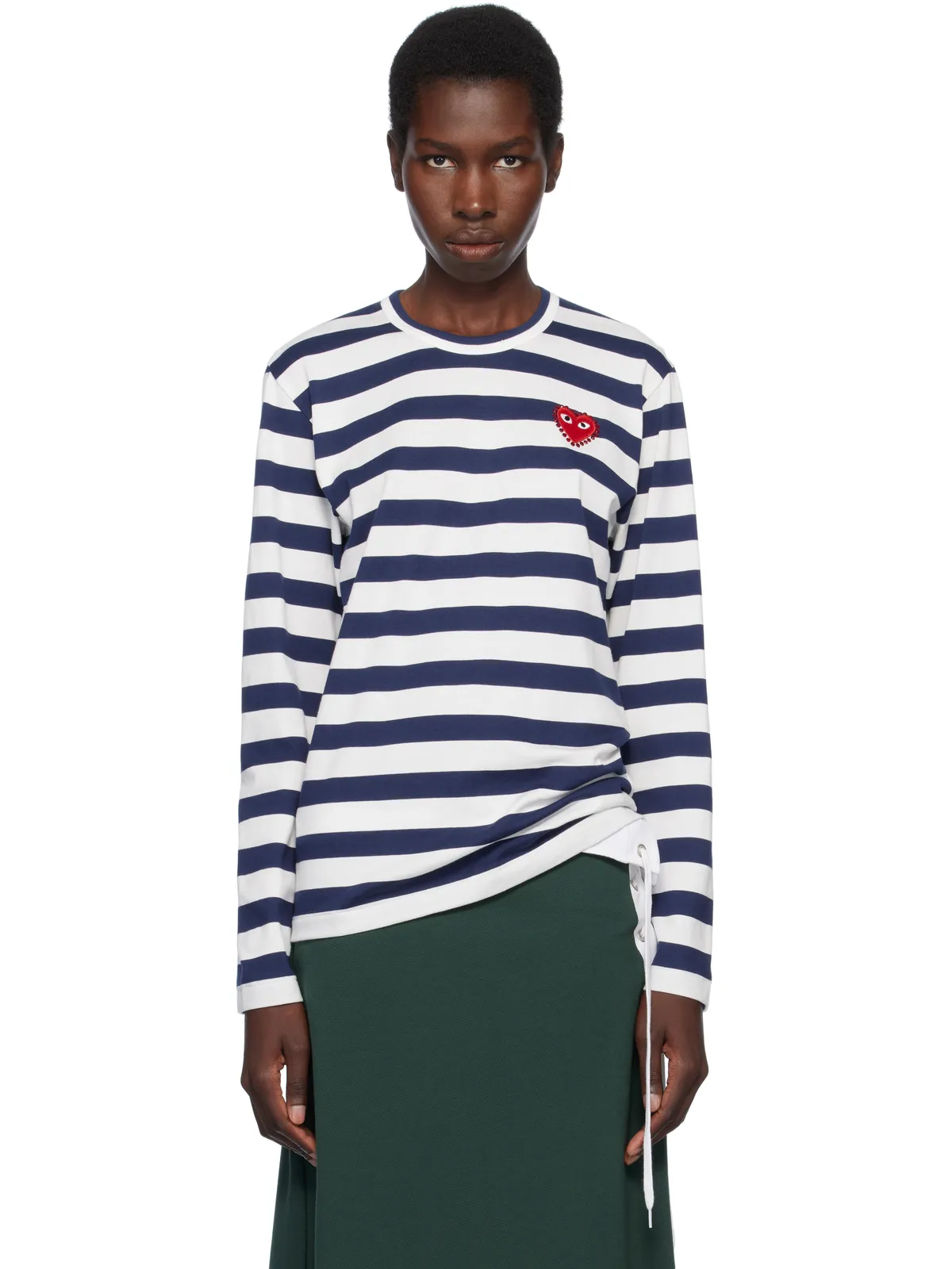 COMME des GARÇONS PLAY ボーダー ラインストーン 長袖Tシャツ - 画像1