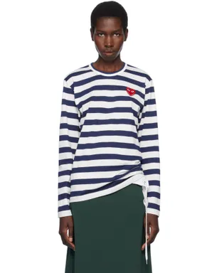 COMME des GARÇONS PLAY ボーダー ラインストーン 長袖Tシャツ - サムネイル1